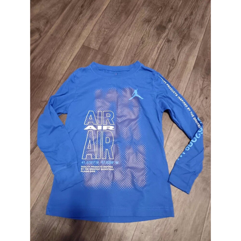 Air Jordan Boys Long Sleeve Blue Pullover T-shirt Sz S